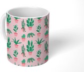Mok - Koffiemok - Cactus - Patronen - Roze - Pastel - Mokken - 350 ML - Beker - Koffiemokken - Theemok