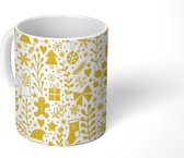 Mok - Koffiemok - Patronen - Goud - Kerst - Mokken - 350 ML - Beker - Koffiemokken - Theemok