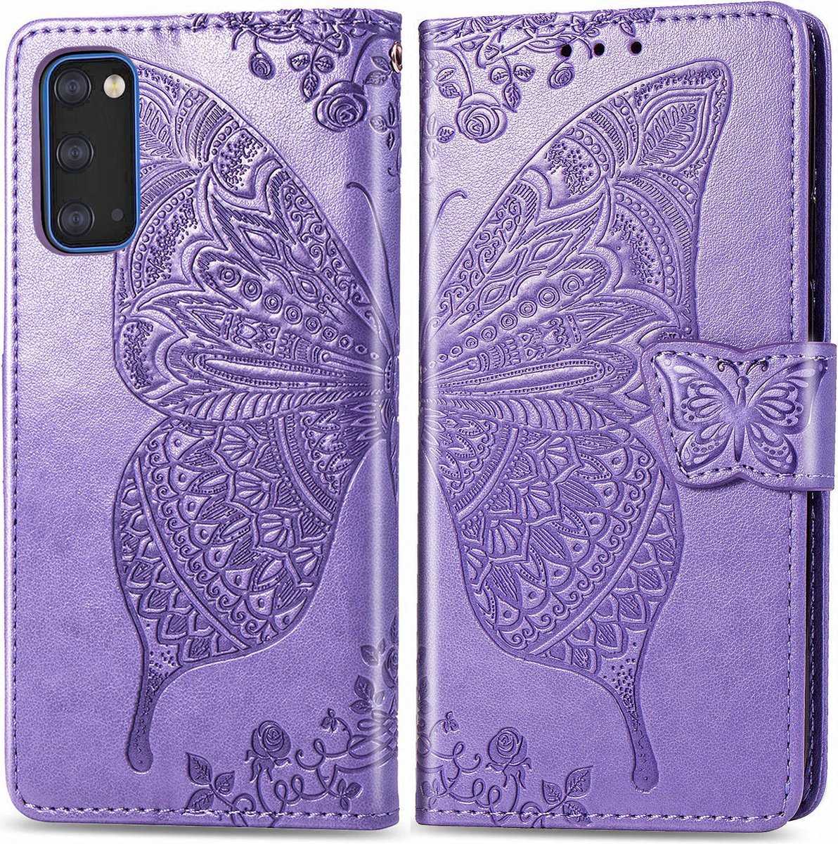 Bookcase geschikt voor Samsung Galaxy S20 - Paars - Vlinder - Portemonnee Hoesje
