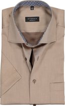 ETERNA comfort fit overhemd - twill met korte mouw - beige (contrast) - Strijkvrij - Boordmaat: 50