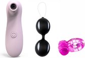 Sex Set - Seks speeltjes - Sex Toys set - Vibrator mini - Luchtdruk Vibrator Roze - Vibrator Klein - Pocket Vibrator - Stimulating Vaginal Balls - Vagina Ballen - Stimulerende Ball