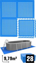 9.8 m² Poolmat - 28 EVA schuim matten 62x62 - outdoor poolpad - schuimrubber ondermatten set