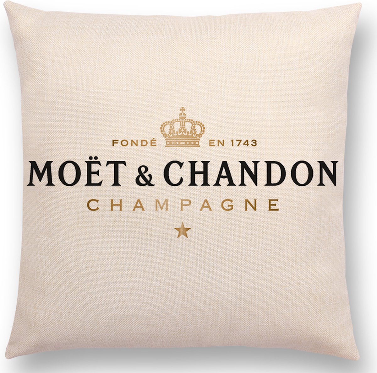 Moët & Chandon - Kussen - Wit - Champagne - Kussensloop - 45X45 CM - Linnen - Auto - Decoratie - Boot - Hotel - DUBBELZIJDIG