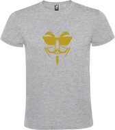 Grijs T shirt met print van " Vendetta " print Goud size XL