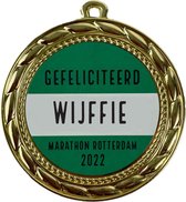 Medaille goud gefeliciteerd wijffie, Marathon Rotterdam 2023