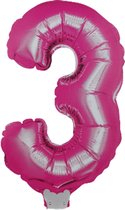 Folieballon 3 Jaar - Roze - Folie / Kunststof - 36 cm - Ballonnen - Ballon - Feest - Verjaardag - Feest