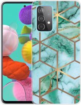 Marmer TPU Back Cover - Samsung Galaxy A53 Hoesje - Groen