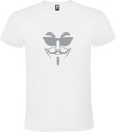 Wit T shirt met print van " Vendetta " print Zilver size XXL