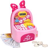 FlexToys Roze ATM-Simulatie Speelgoed voor Stortings- en Opname Scenario's - Bank - Sparen - Winkel - Geld - Munten - Bankbiljetten - Meisjes - Rollenspel