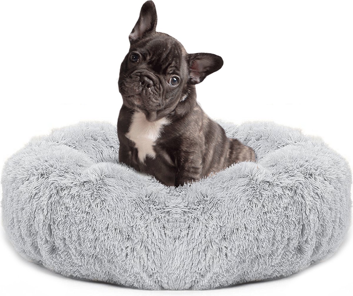 Pet Perfect Donut Hondenmand  – 60cm – Fluffy Hondenkussen – Hondenbed – Grijs