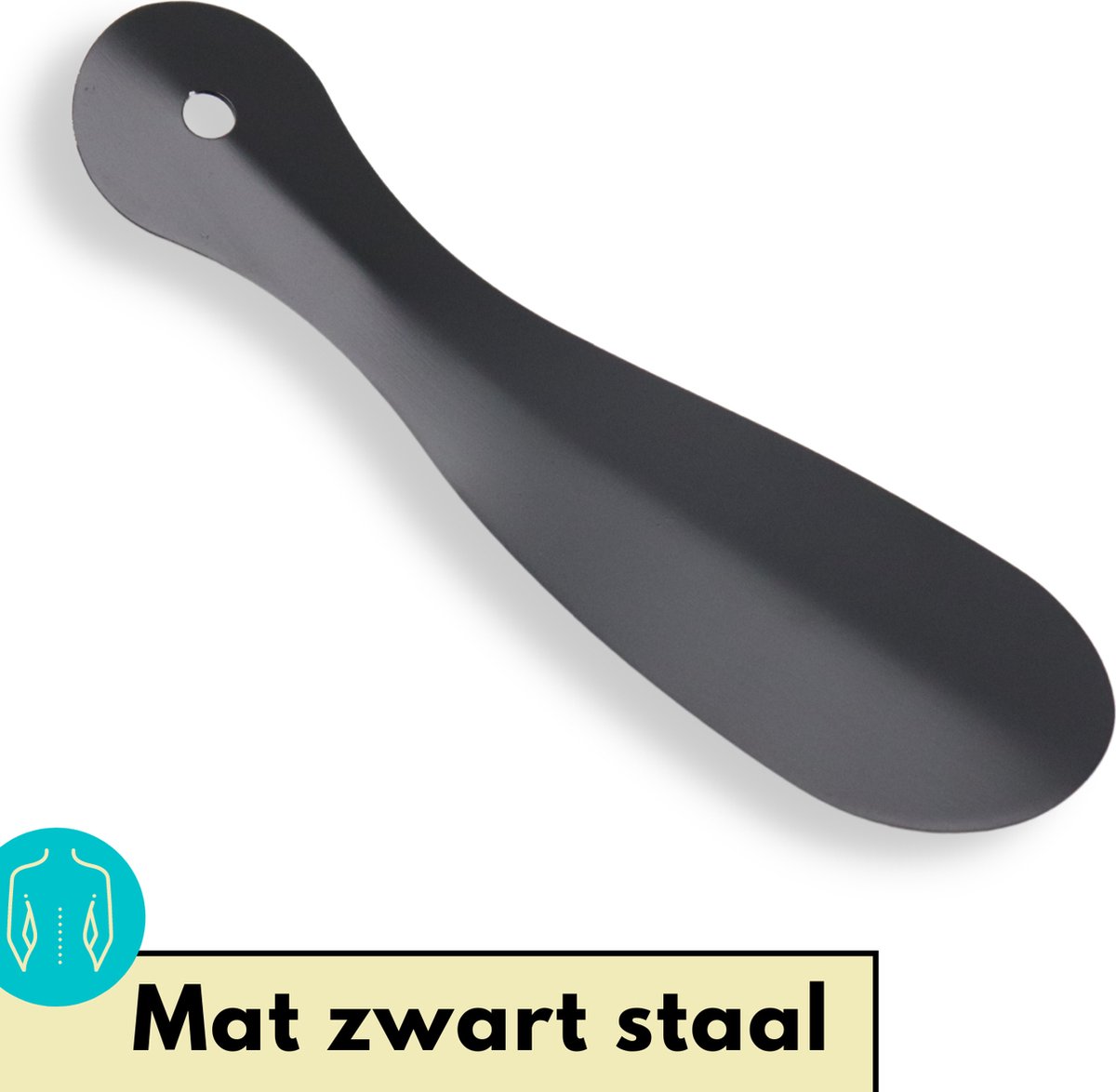 Lynnz® schoenlepel premium kwaliteit zwart metaal RVS 20 cm - stevig - schoentrekker - schoen lepel - schoenlepels - heren - dames
