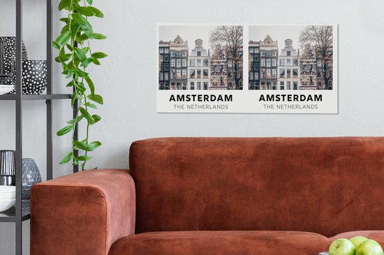 Toile Peinture Amsterdam - Nederland - Maisons - 80x40 cm - Décoration murale