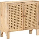 Medina Dressoir 80x30x73 cm massief mangohout en natuurlijk riet