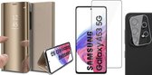 Hoesje geschikt voor Samsung Galaxy A53 - Book Case Spiegel Wallet Cover Hoes Goud - Tempered Glass Screenprotector - Camera Lens Protector