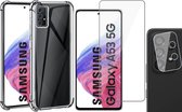 Hoesje geschikt voor Samsung Galaxy A53 - Anti Shock Proof Siliconen Back Cover Case Hoes Transparant - Tempered Glass Screenprotector - Camera Lens Protector