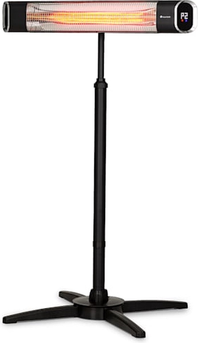 Blumfeldt Dark Wave staande Infraroodstraler - Terrasverwarmer 2000W - 9 warmtestanden - timer - tot 40 m² - Beschermingsklasse IP65