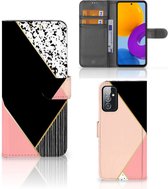 GSM Hoesje Geschikt voor Samsung Galaxy M52 Bookcase Black Pink Shapes