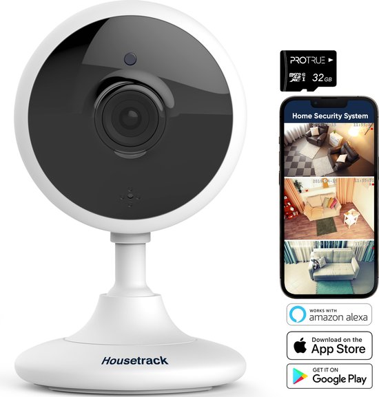 Housetrack Beveiligingscamera 1080P - IP Bewakingscamera met App - Wifi Security Camera - Smart Home - Camera Beveiliging Binnen