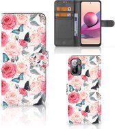 Smartphone Hoesje Xiaomi Redmi Note 10/10T 5G | Poco M3 Pro Flipcase Cadeautjes voor Moederdag Butterfly Roses