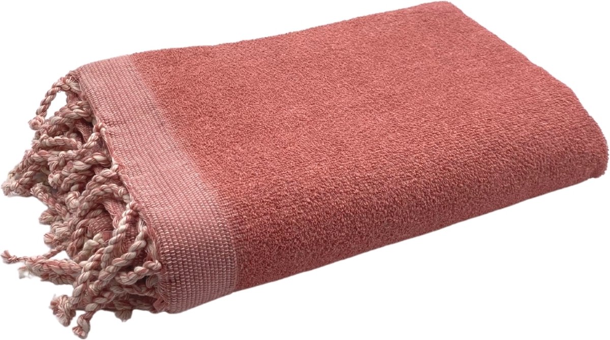Foutas - strandlaken - hamamdoek - Rose Poudré - roze - 200 cm op 100 cm