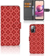 Smartphone Hoesje Xiaomi Redmi Note 10/10T 5G | Poco M3 Pro Wallet Book Case Batik Red