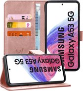 Hoesje geschikt voor Samsung Galaxy A53 - Book Case Leer Wallet Cover Portemonnee Pasjeshouder Hoes Roségoud