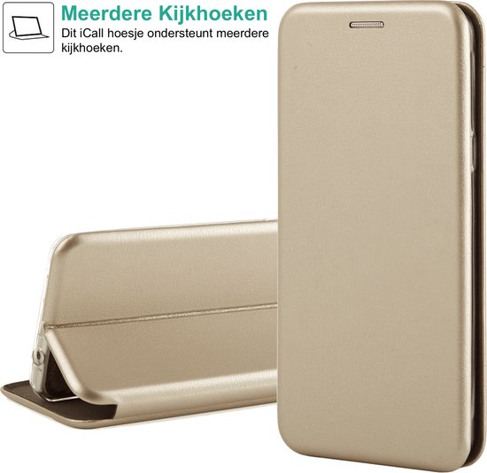 Coque Samsung Galaxy A33 - Etui Portefeuille en Cuir Housse Porte-Cartes Minimaliste Or - Protecteur d'Ecran en Tempered Glass Trempé