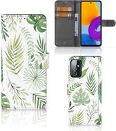 Wallet Book Case Samsung Galaxy M52 Smartphone Hoesje Leaves