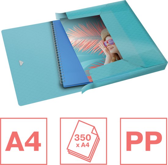 Esselte Colour'Breeze A4 Documentenbox - Dosiermap voor 350 Vellen - Rugbreedte van 40mm - Blauw - Esselte