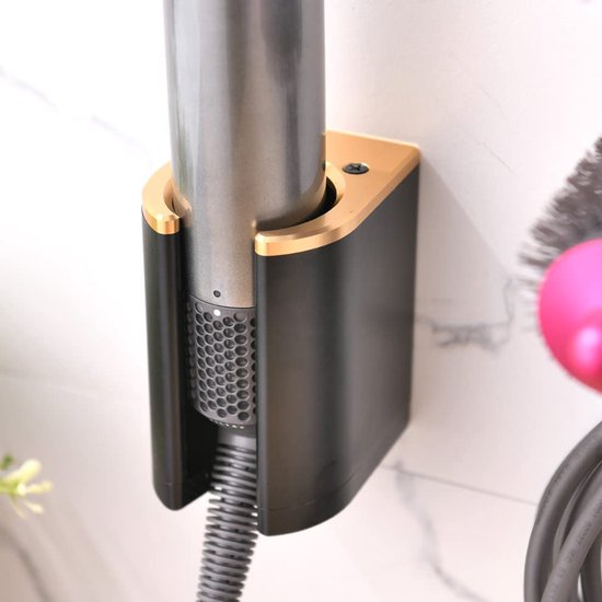 Foto: Yono wand houder geschikt voor dyson airwrap muur bevestiging wall mount zwart goud