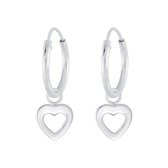 Zilveren hartje hanger oorringen 12mm | heart 12mm Ear Hoops | Zilverana | oorbellen meisje hartjes | Sterling 925 Silver (Echt zilver)