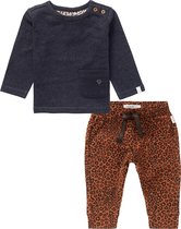 Noppies - Kledingset - 2delig - broek Berville - bruin met panterprint - shirt Strood grijs - Maat 56