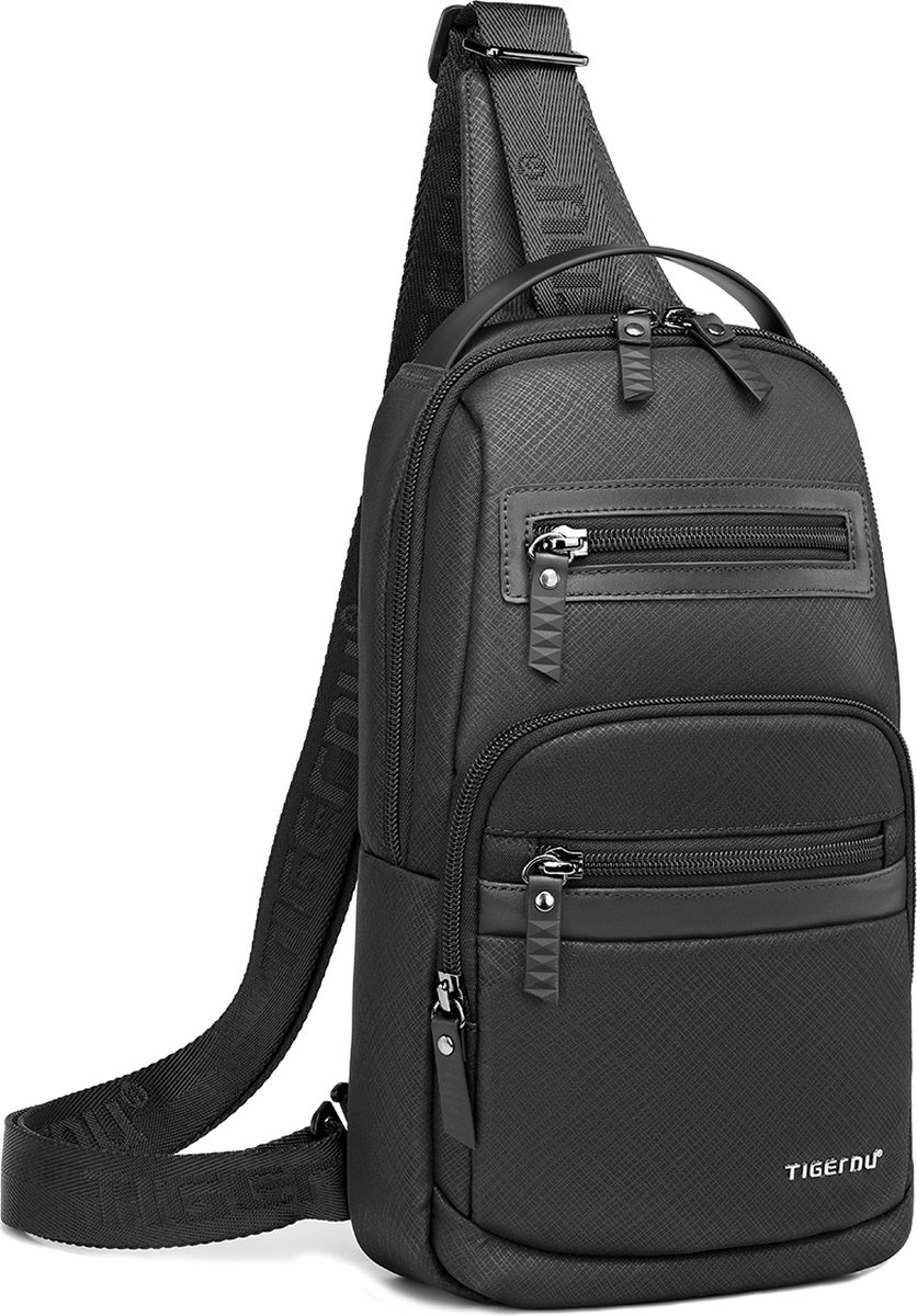 Schoudertas heren – crossbody tas – messenger bag – slingbag mannen - anti diefstal - waterafstotend - 30x8x18cm - zwart