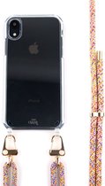 xoxo Wildhearts Rainbow Vibes siliconen hoesje - Geschikt voor iPhone Xr - Hoesje met koord - telefoonkoord - Transparant hoesje - Meerkleurig regenboog koord