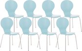 Clp Diego - Lot de 8 chaises empilables - Bleu clair