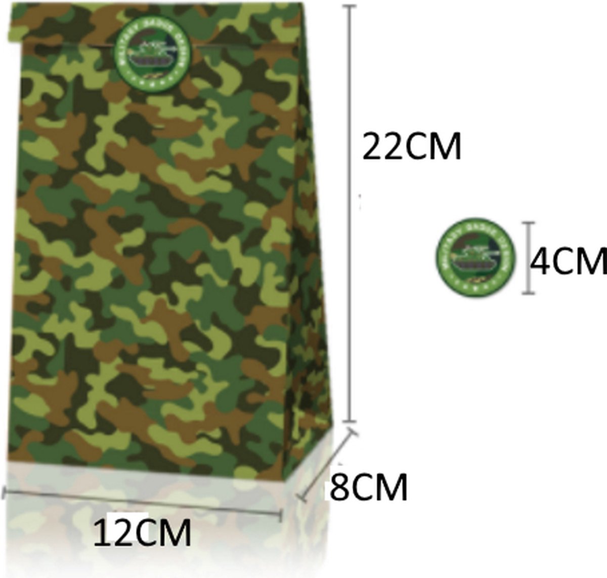 FISKA 12x Uitdeelzakjes Leger - Uitdeelzakjes - Feestzakjes - Trakteerzakjes - Cadeauzakjes - Themafeest - Kinderfeestje - Kinderverjaardag - Uitdeelcadeaus - Uitdeelzakjes Camouflage — afbeelding 3