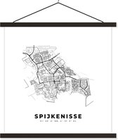 Schoolplaat - Kaart – Plattegrond – Stadskaart – Spijkenisse – Nederland – Zwart Wit - 60x60 cm - Zwarte latten