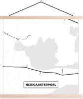 Posterhanger incl. Poster 40x40 cm - Schoolplaat - Idzegaasterpoel - Nederland - Kaart - Plattegrond - Stadskaart - Textielposter - Blanke latten - Plattegrond