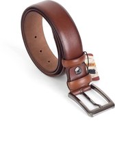 AKA deri-Riemen heren Cognac - pak riem  klassiek riem - Echt Leer-Taille: 115 cm - Totale lengte riem: 130 cm-cadeau voor man-Breedte 3,5 cm - vaderdag cadeau