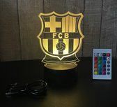Klarigo®️ Nachtlamp – 3D LED Lamp Illusie – 16 Kleuren – Bureaulamp – Voetbal – Sfeerlamp Fc Barcelona – Nachtlampje Kinderen – Creative lamp - Afstandsbediening