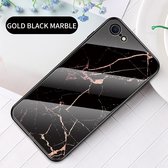 Mobigear Hoesje geschikt voor Apple iPhone SE (2022) Telefoonhoesje Gehard Glas | Mobigear Marble Glass Backcover | iPhone SE (2022) Case | Back Cover - Zwart