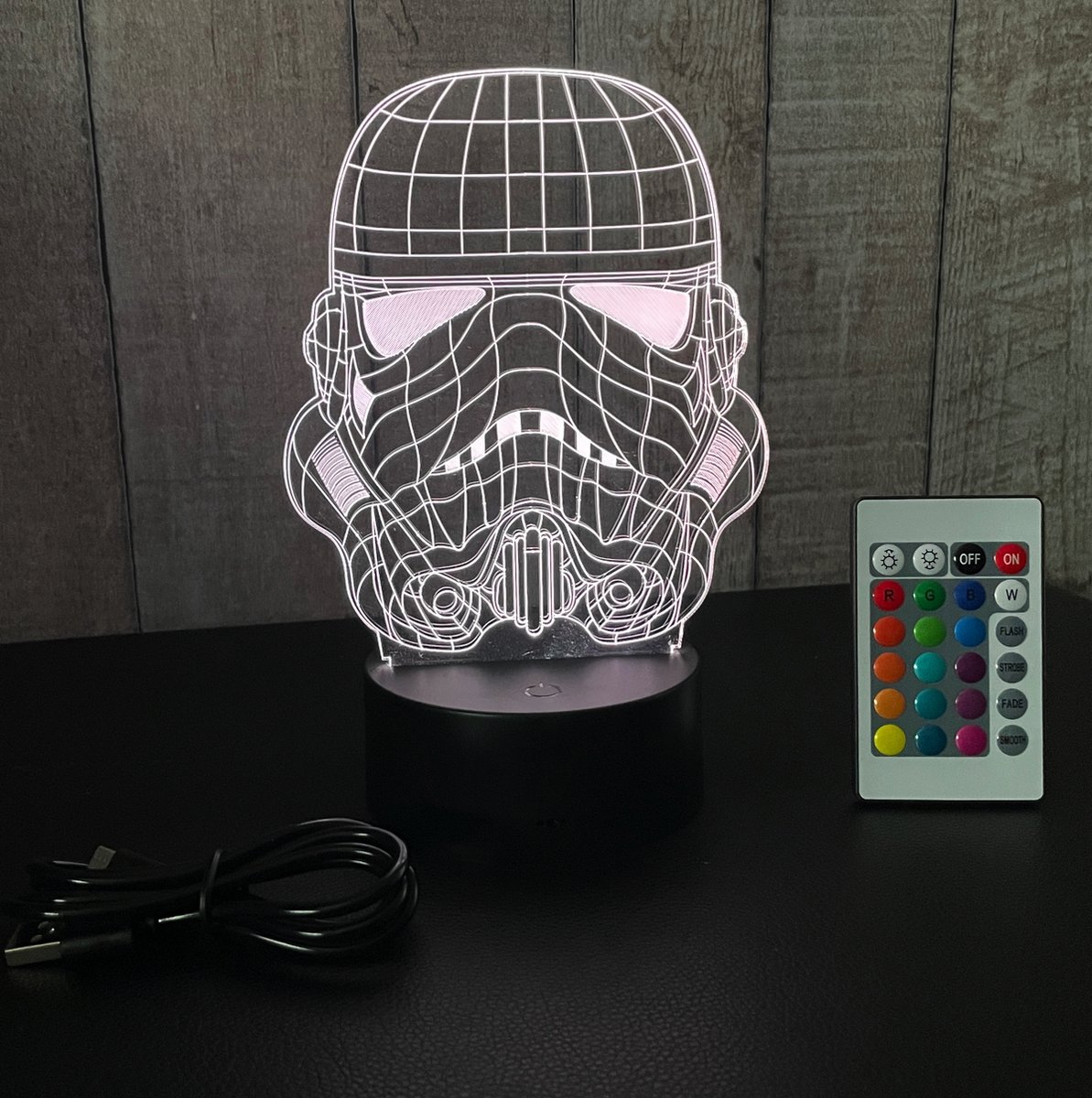Klarigo®️ Nachtlamp – 3D LED Lamp Illusie – 16 Kleuren – Bureaulamp – Star Wars – Sfeerlamp Stormtrooper– Nachtlampje Kinderen – Creative lamp - Afstandsbediening