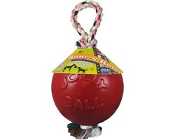 Jolly Ball Romp-n-Roll - Ø 20 cm - Honden speelbal met frisse geur - Hondenspeelgoed met stevig trektouw - Rood
