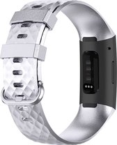 Mobigear - Watch bandje geschikt voor Fitbit Charge 4 Bandje Flexibel Siliconen Gespsluiting | Mobigear Cross - Zilver