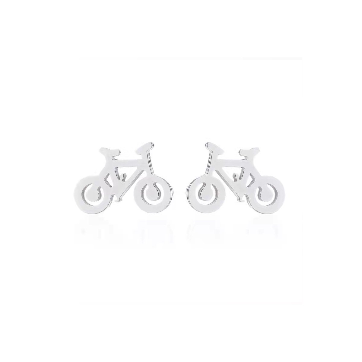 Gading® Oorknopjes - RVS dames Oorknoppen met fiets- zilverkleurig-10mm*7mm