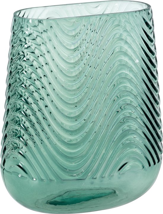 Vaas-glas-ovale vorm-groen-17x12x21 cm
