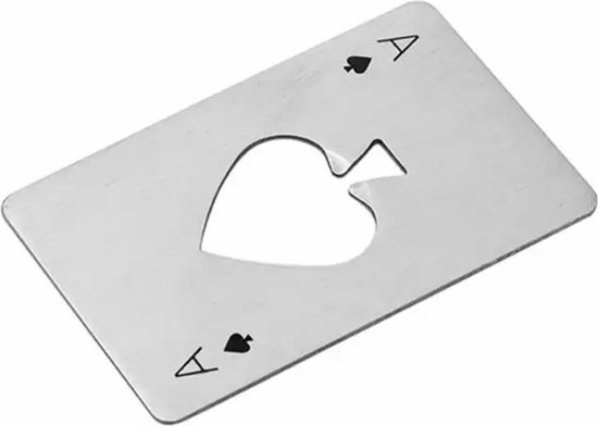 Bier opener - Kaart - Schoppen A - Pokerkaart - Flesopener - Bieropener kaart Schoppen Aas - Merkloos