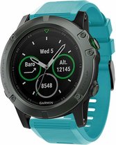 Siliconen Smartwatch bandje - Geschikt voor Garmin Fenix 5x / 6x siliconen bandje - lichtblauw - Strap-it Horlogeband / Polsband / Armband