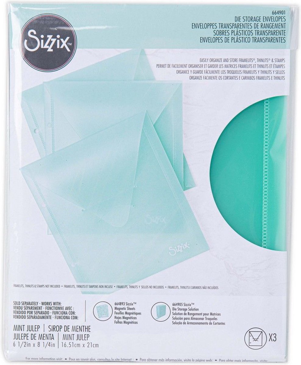 3 die storage envelopes mint - Sizzix