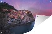 Tuindecoratie Paarse lucht boven Cinque Terre in Italië - 60x40 cm - Tuinposter - Tuindoek - Buitenposter